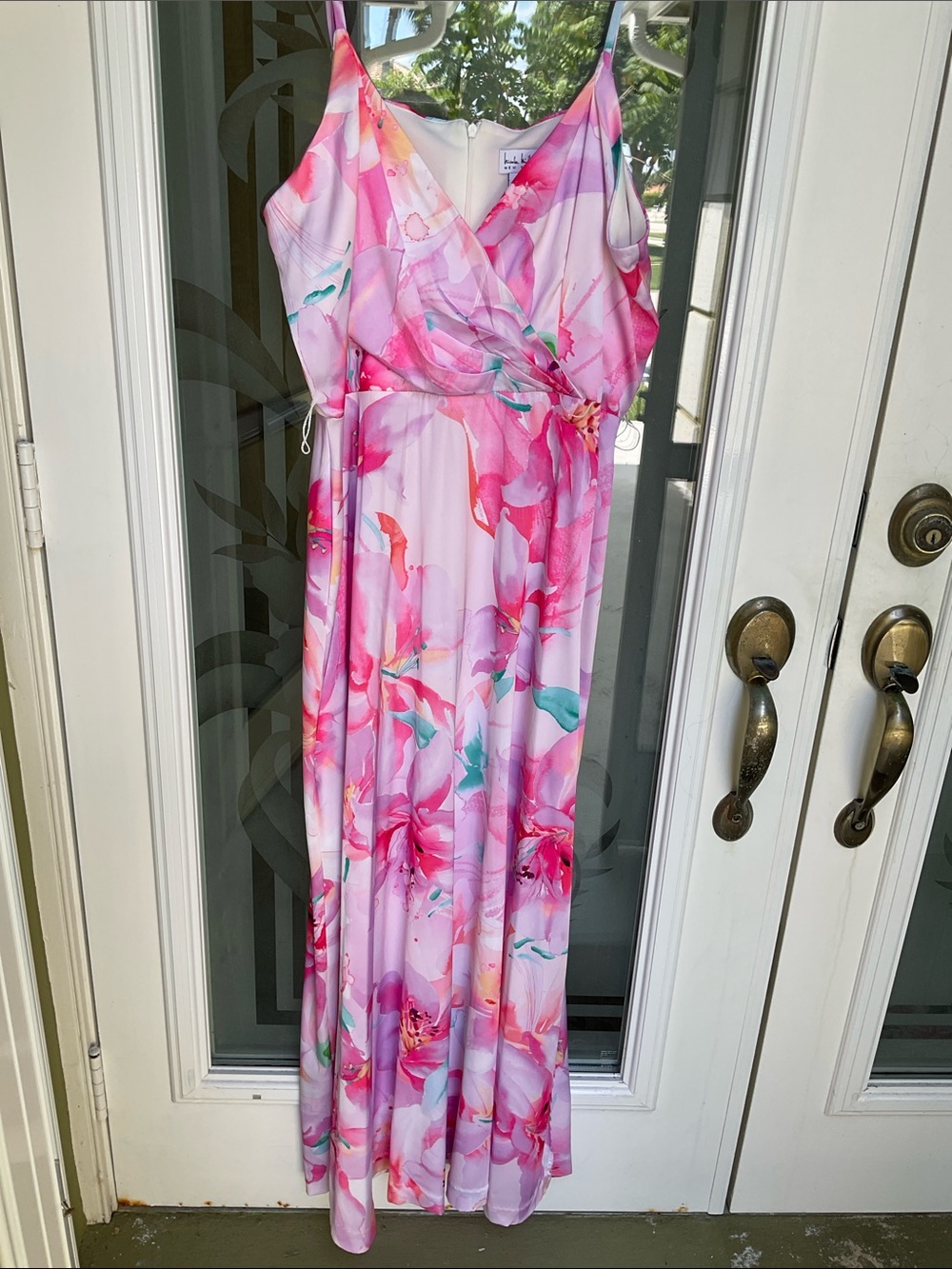 Pink Floral Maxi Dress with Sash